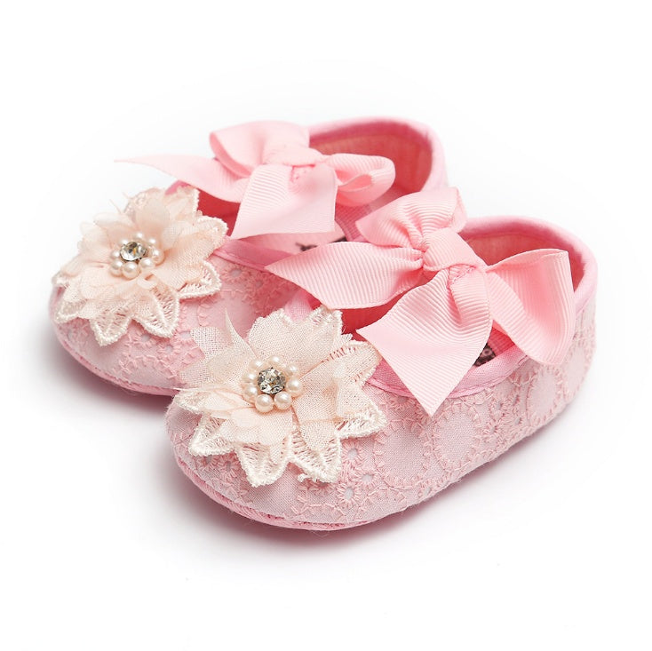 Zapatitos de bebé de mujer de encaje Floret, zapatitos de bebé de suela blanda, zapatitos para caminar, zapatitos de princesa