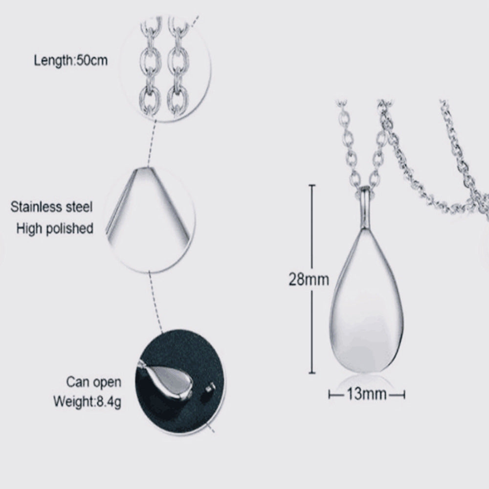 Collier flacon de parfum compte-gouttes en acier inoxydable, chaîne à cendres, urne funéraire, pendentif commémoratif avec chaîne