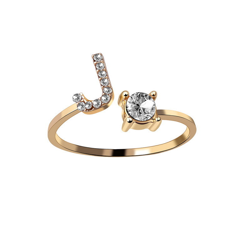 Nouvelle Bague Réglable Design 26 Lettres Initiales Bijoux Tendance Pour Femme Bijoux Simples et Élégants