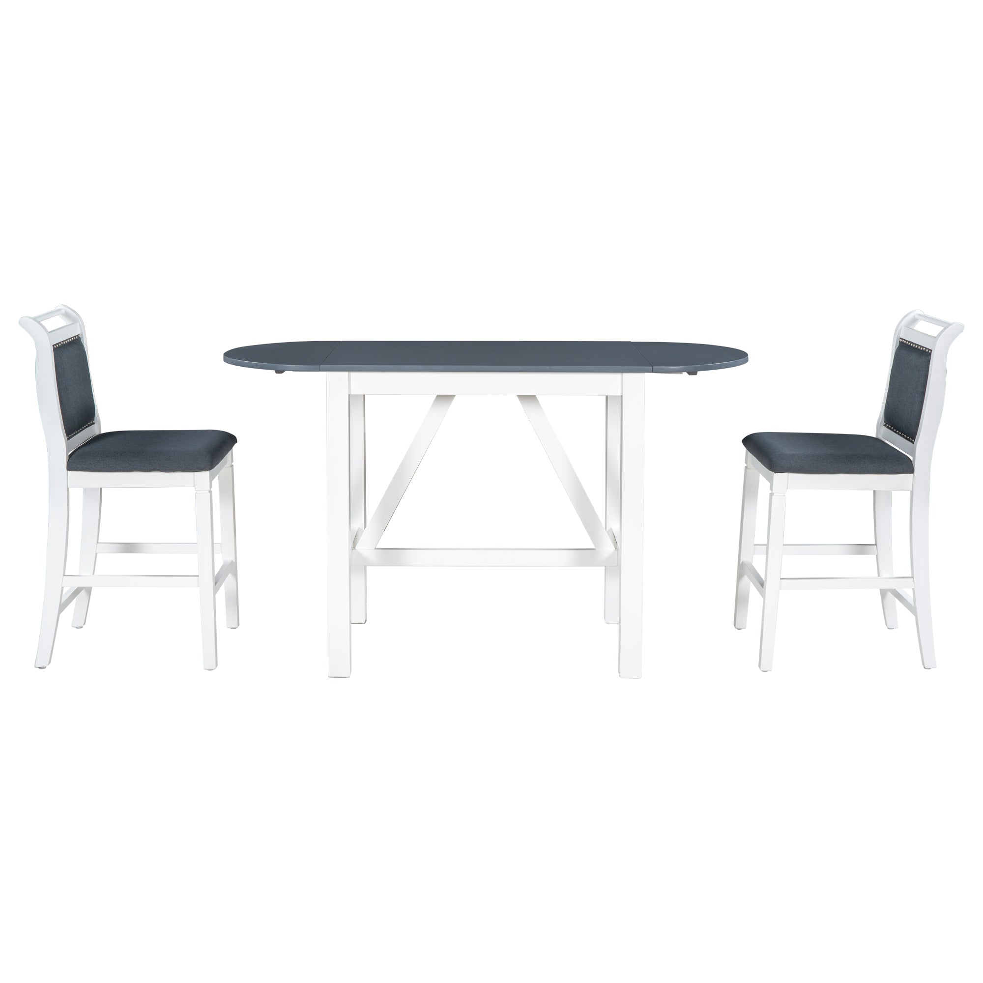 Juego de mesa de comedor de altura de mostrador de madera de 3 piezas con hojas abatibles