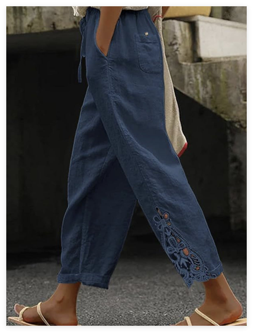 Pantalon décontracté ample et droit pour femme