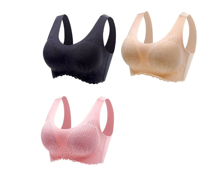 Soutien-gorge de sport en latex thaïlandais naturel 4.0 Angel Wings sans couture une pièce en dentelle pour femme sans armature