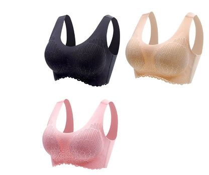 Soutien-gorge de sport en latex thaïlandais naturel 4.0 Angel Wings sans couture une pièce en dentelle pour femme sans armature