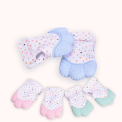 Anneau de dentition pour bébé, gants molaires en silicone anti-morsure, jouets sonores pour enfants