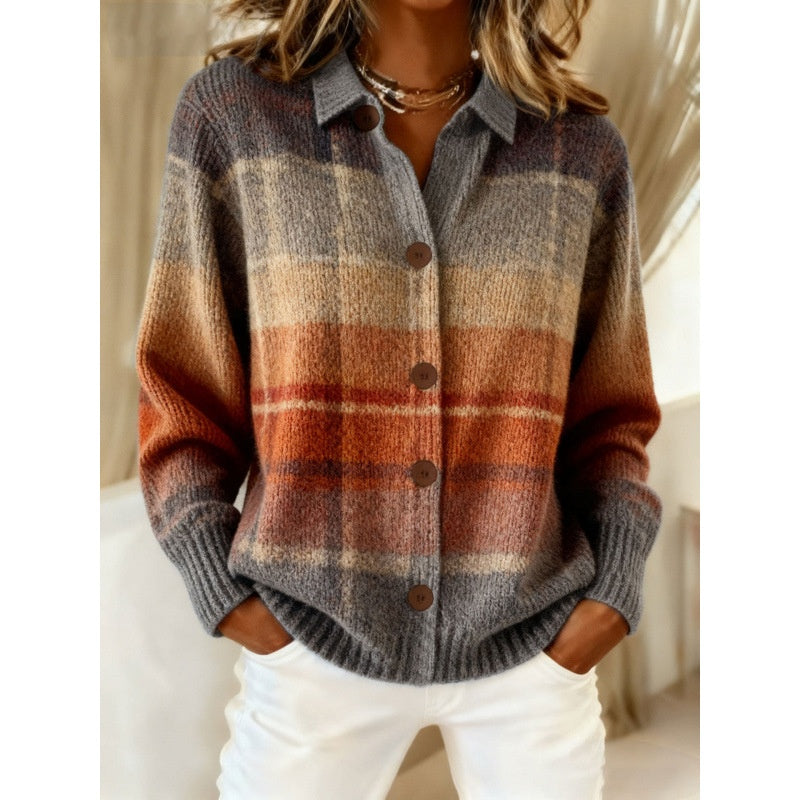 Haut cardigan à revers de chemise pour femme de couleur unie