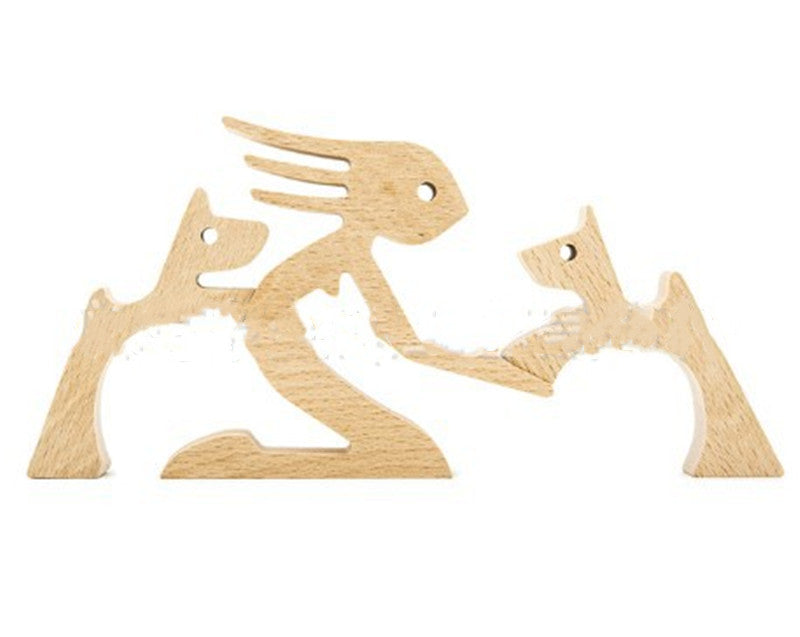 Adorno de Perro en Madera DIY Figura Escultura Decoración del Hogar Un Hombre Un Perro Escultura de Madera Regalos de Navidad Modelo Decorativo
