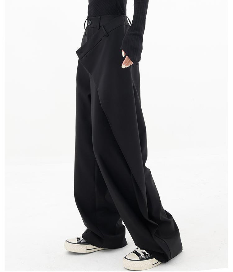 Pantalones Anchos Irregulares Ins Moda Pantalones Sueltos Ropa de Mujer