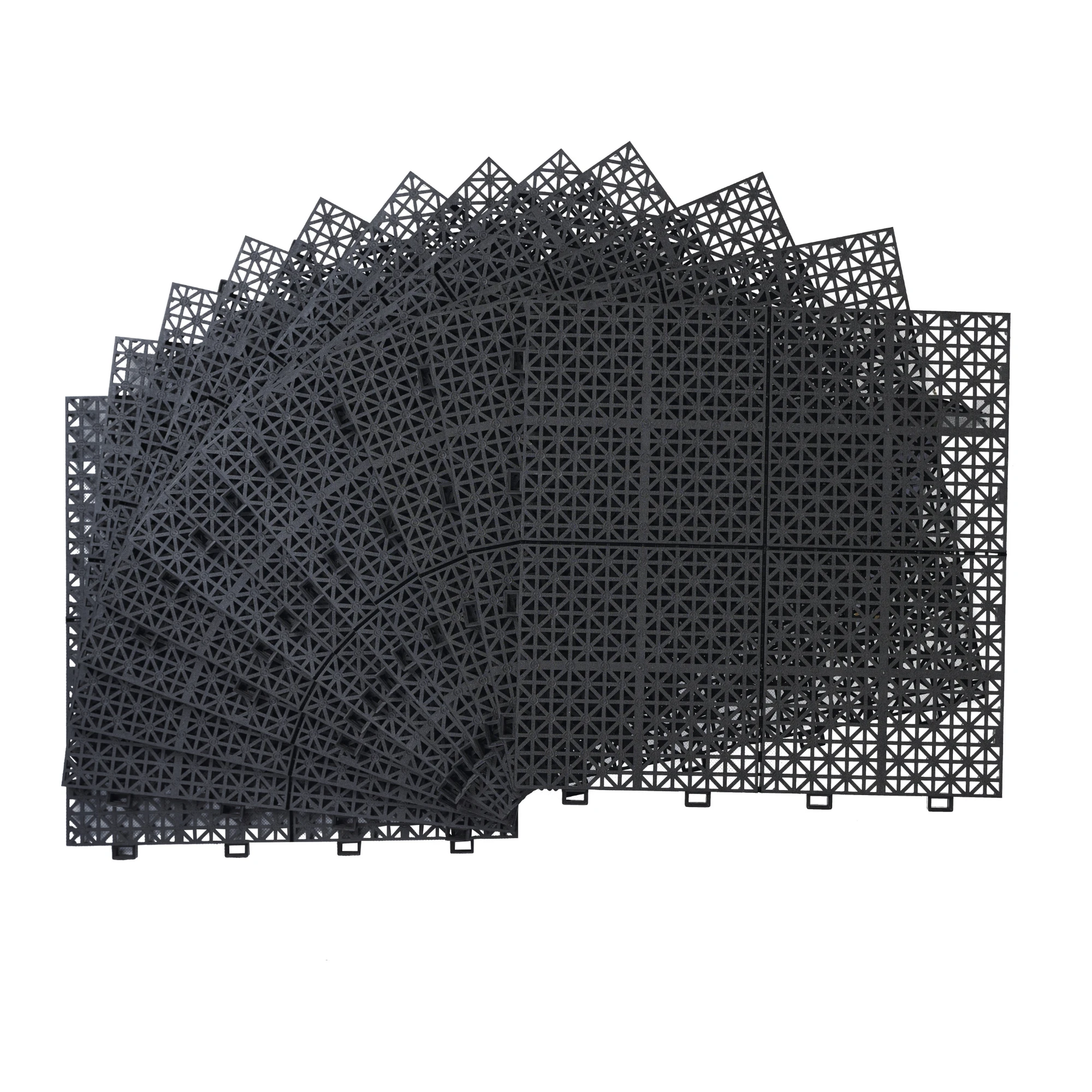 12 x 12 inch black interlocking deck tiles, plastic waterproof, weighing up to 6613 pounds, with a rose pattern pack of 12 by eprolo