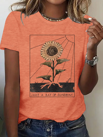 T-shirt tournesol à manches courtes pour femme