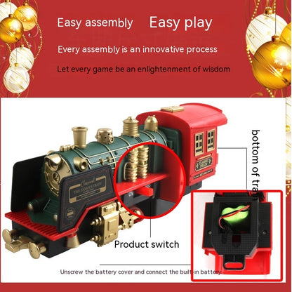 Voiture télécommandée sur rail, fumée, musique, lumière, train de Noël rechargeable, jouets pour enfants