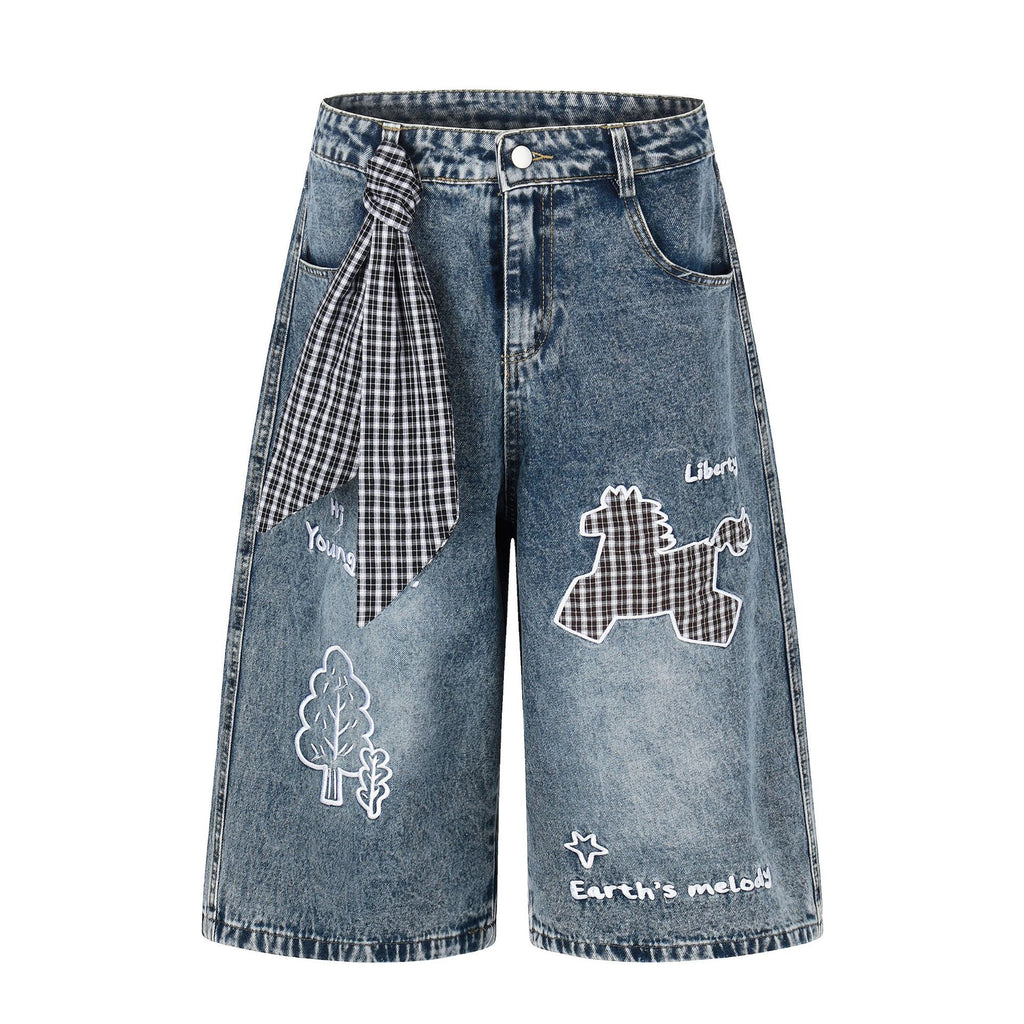 Loose Wide Leg Unique Style with Scarf  Casual Mid-Length Pants