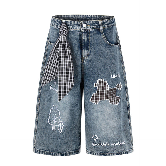 Loose Wide Leg Unique Style with Scarf  Casual Mid-Length Pants