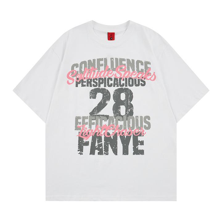Chemise à manches courtes imprimée graffiti dégradé délavé
