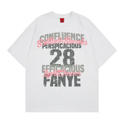 Chemise à manches courtes imprimée graffiti dégradé délavé