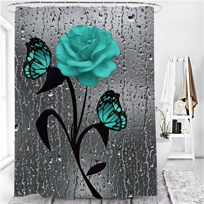 Hot HD Digital Printing Polyester Waterproof Polyester Flower Bathroom Hotel Shower Curtain by eprolo