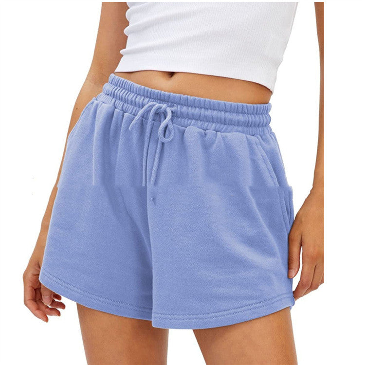 Pantalones cortos de mujer de talle alto elásticos informales para ejercicio y correr