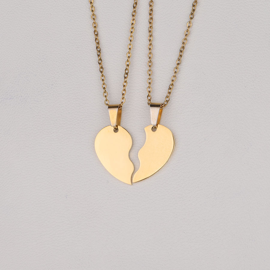 Parure de colliers puzzle pour amoureux en acier inoxydable
