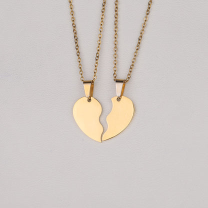 Parure de colliers puzzle pour amoureux en acier inoxydable