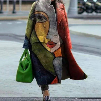 Manteau à carreaux à manches longues pour femmes, assorti de couleurs