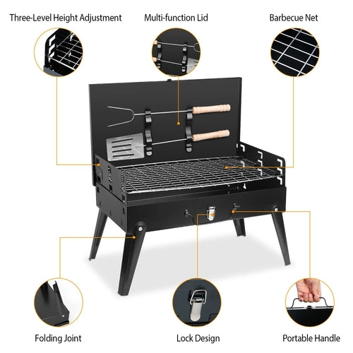 Portable Charcoal Grill Foldable BBQ Suitcase Grill