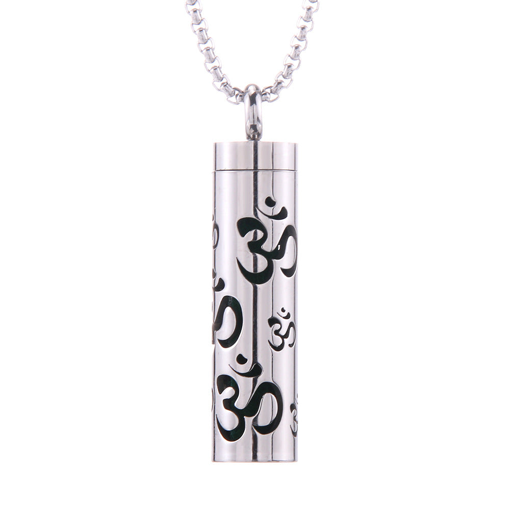 Pendentif diffuseur d'huiles essentielles cylindrique en acier inoxydable