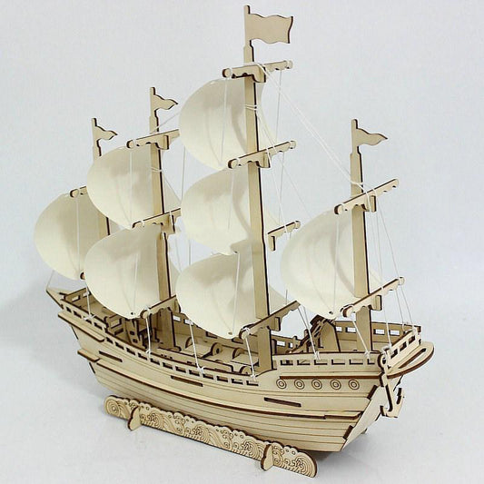 Modelo de Velero de Madera DIY Montaje Artesanal Rompecabezas Tridimensional 3D