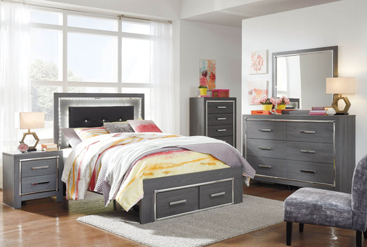 Gray Youth Bedroom Set Modern with LED Lighting Chrome Accents-1