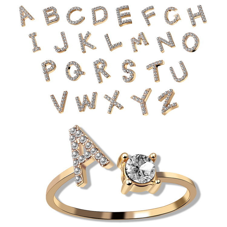 Nouvelle Bague Réglable Design 26 Lettres Initiales Bijoux Tendance Pour Femme Bijoux Simples et Élégants