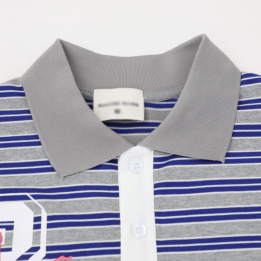Striped short sleeved polo shirt