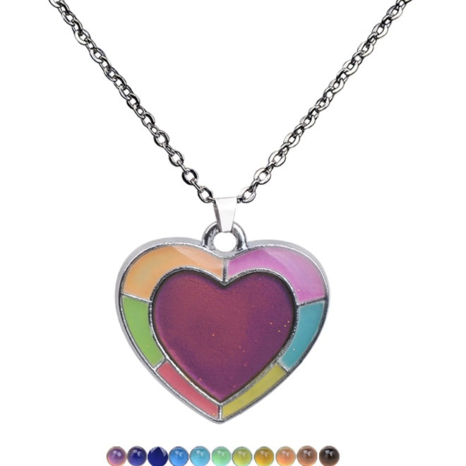 Collar con colgante que cambia de color termocromático con gema corte vintage para mujer