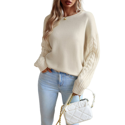 Suéter de mujer a la moda sencillo con cuello redondo