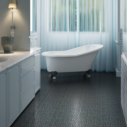 12 x 12 inch black interlocking deck tiles, plastic waterproofing, pebble pattern, pack of 12 by eprolo