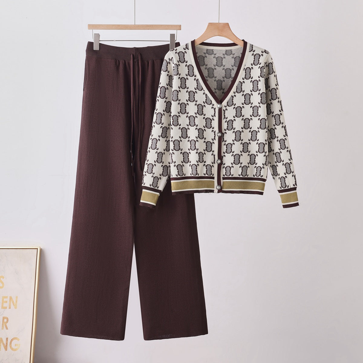 Chic Knit Set for Women  Sweater and Wide-Leg Pants Two-Piece Outfit