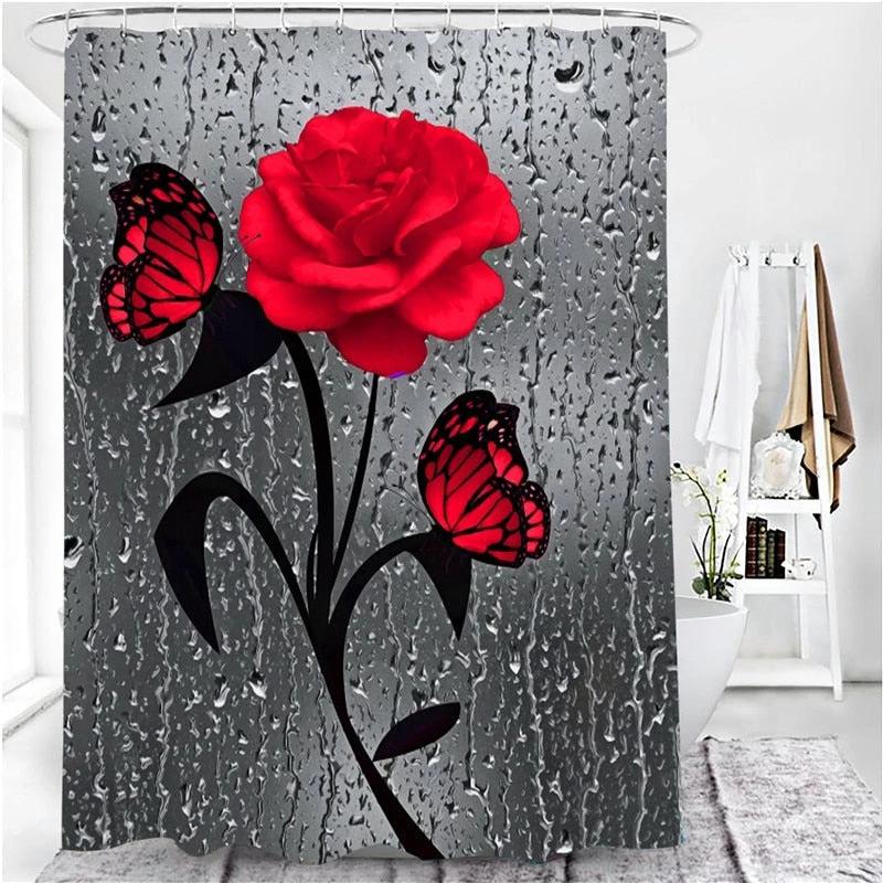Hot HD Digital Printing Polyester Waterproof Polyester Flower Bathroom Hotel Shower Curtain by eprolo