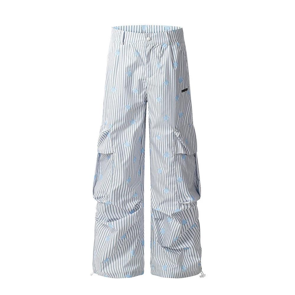 Loose Wide Leg Vertical Striped Workwear Casual Pants by eprolo