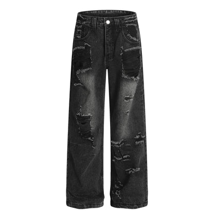 Unisex High Rise Oversized Floor Length Wide Leg Jeans
