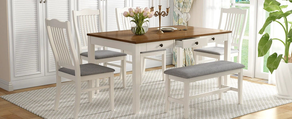 TOPMAX Mid-Century 6-Piece Wood Dining Table Set by eprolo