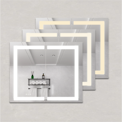 36 x 30 inch Medicine Cabinet with LED Vanity Mirror Anti-Fog Recessed or Surface Mount Waterproof DimmableAluminum 3000K~6000K Lighted Double Door Bathroom Cabinet with Touch Switch by eprolo