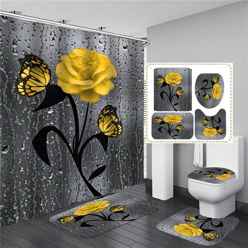 Hot HD Digital Printing Polyester Waterproof Polyester Flower Bathroom Hotel Shower Curtain by eprolo