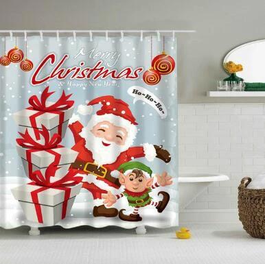 Christmas Waterproof Polyester Bathroom Shower Curtain Decor With Hooks by eprolo