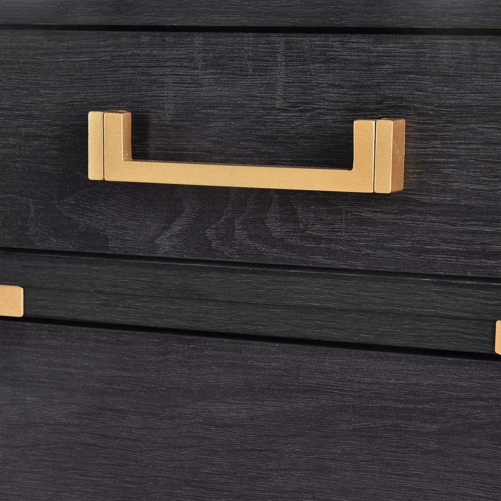 70 inch classic and traditional executive desk with metal trim, writing desk with 2 file drawers, USB ports, and sockets, black by eprolo