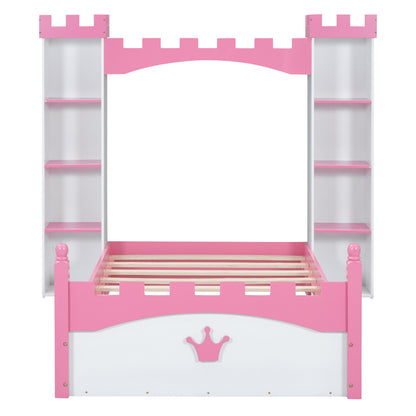 Cama de madera con forma de castillo