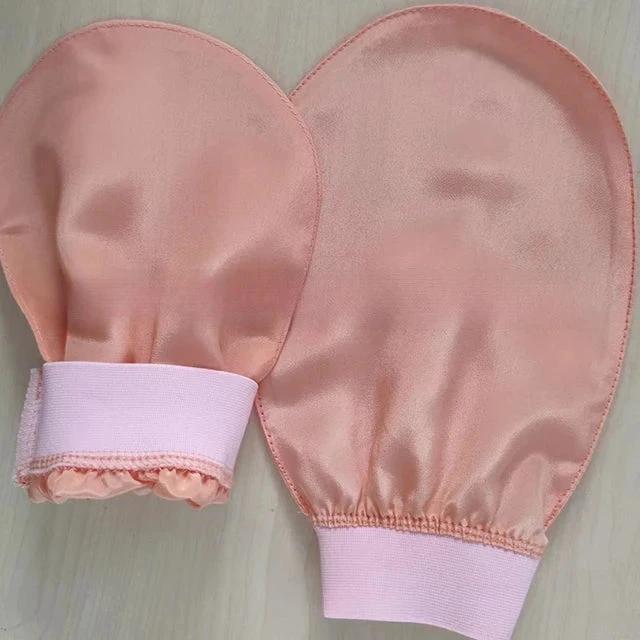 Silk exfoliating face wash and beauty towel, soft and exfoliating, bath and scrubbing, silk bath and face wash gloves by eprolo