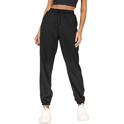 Pantalon de jogging décontracté en molleton uni avec fourrure, taille haute, ample et fuselé, pour la maison