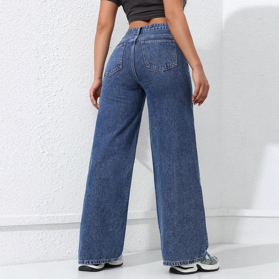 Jean Large Droit Décontracté Femme