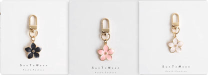 Porte-clés Fille Simple Cœur Fleur de Poire Pendentif de Sac d'École Japonais en Forme de Fleur