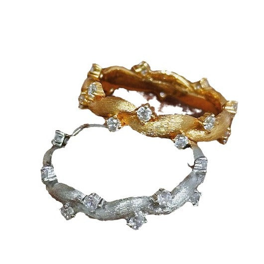 Ancient Chinese Style Plant Series Inlaid With Spot Drill Brushed Thorns Vine Ring