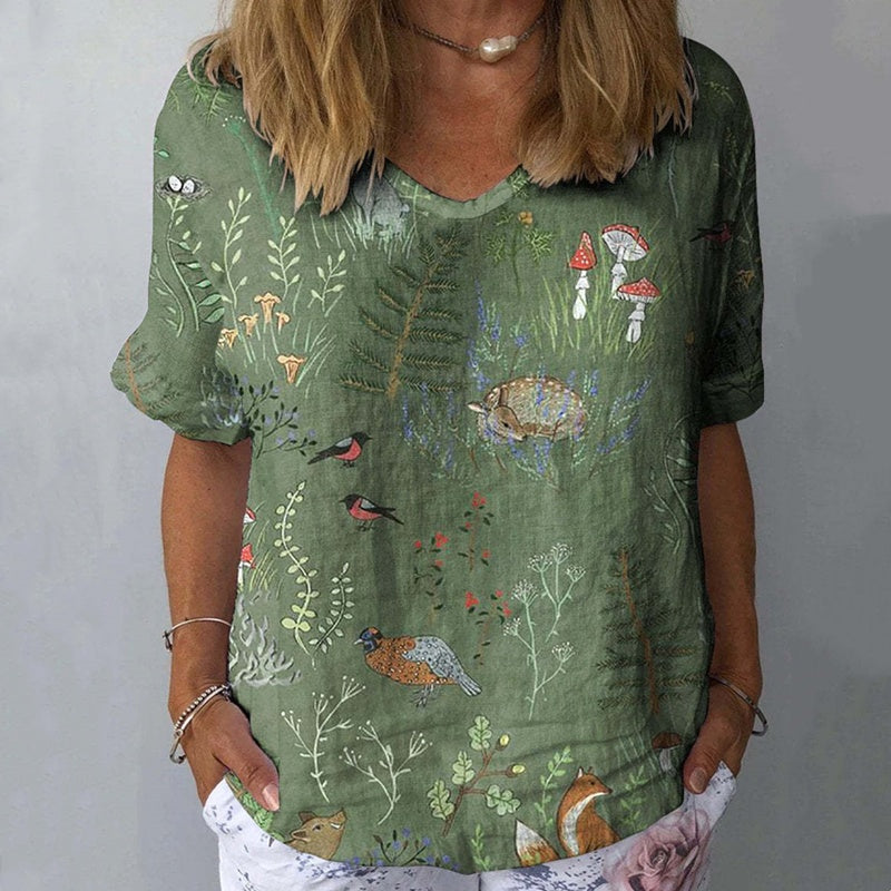 Haut sans col en polyester imprimé pour femme