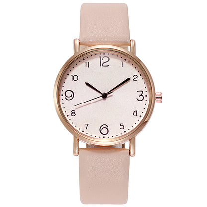 Montre à quartz en cuir pour femme, style décontracté, avec chiffres