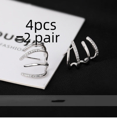 Pendientes de circonita de cuatro puntas con aguja de plata S925